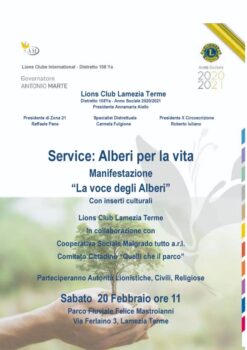 Lamezia Terme, domani al parco "F. Mastroianni" la manifestazione "Alberi per la Vita"