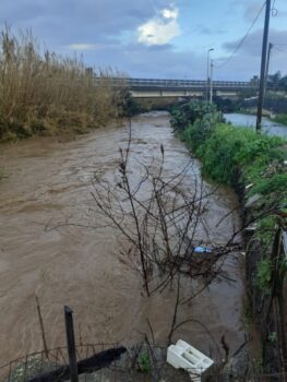 Torrente Cantagalli zona S. Eufemia: acqua inizia a invadere abitazioni. Interessare immediatamente Protezione Civile