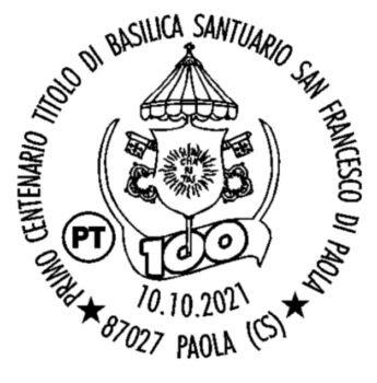 Paola, annullo filatelico nel primo centenario della Basilica di San Francesco