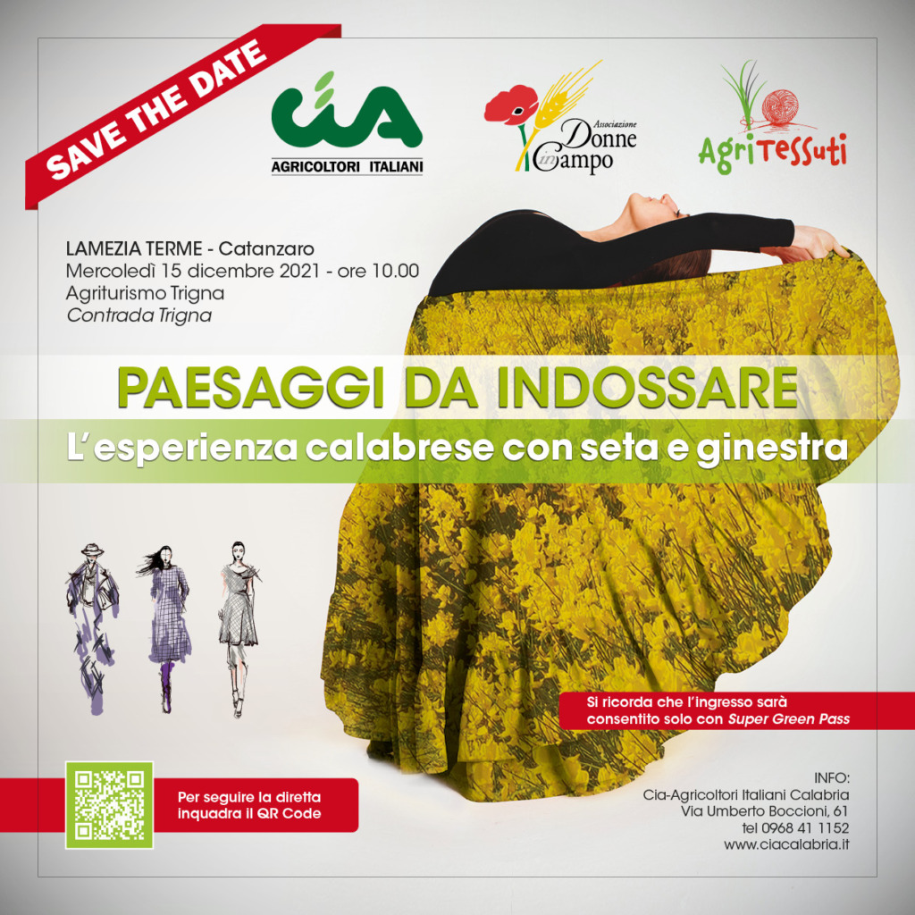 Lamezia Terme, il 15 dicembre il convegno “Paesaggi da indossare – L’esperienza calabrese con la seta e la ginestra” Lamezia Terme, il 15 dicembre il convegno “Paesaggi da indossare – L’esperienza calabrese con la seta e la ginestra”