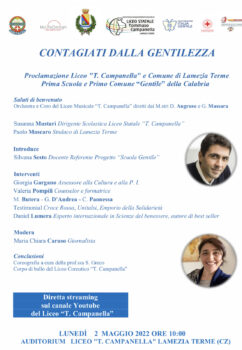 Il Comune di Lamezia Terme aderisce al progetto “Contagiati della gentilezza”