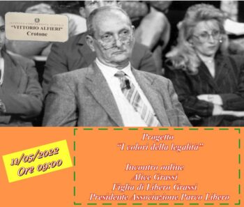 “I colori della legalità” all’IC “Vittorio Alfieri” di Crotone: in programma gli incontri online con Gianmario Siani, Piera Aiello e Alice Grassi