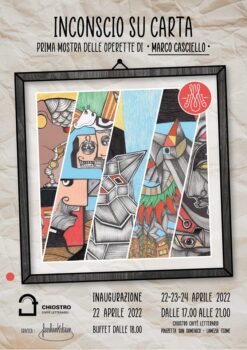 Domani al Chiostro Caffè Letterario di Lamezia inaugurazione della prima mostra dell'artista lametino Marco Casciello
