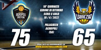 Il Basketball Lamezia cade sul campo del New Basket Agropoli con il punteggio di 75-65