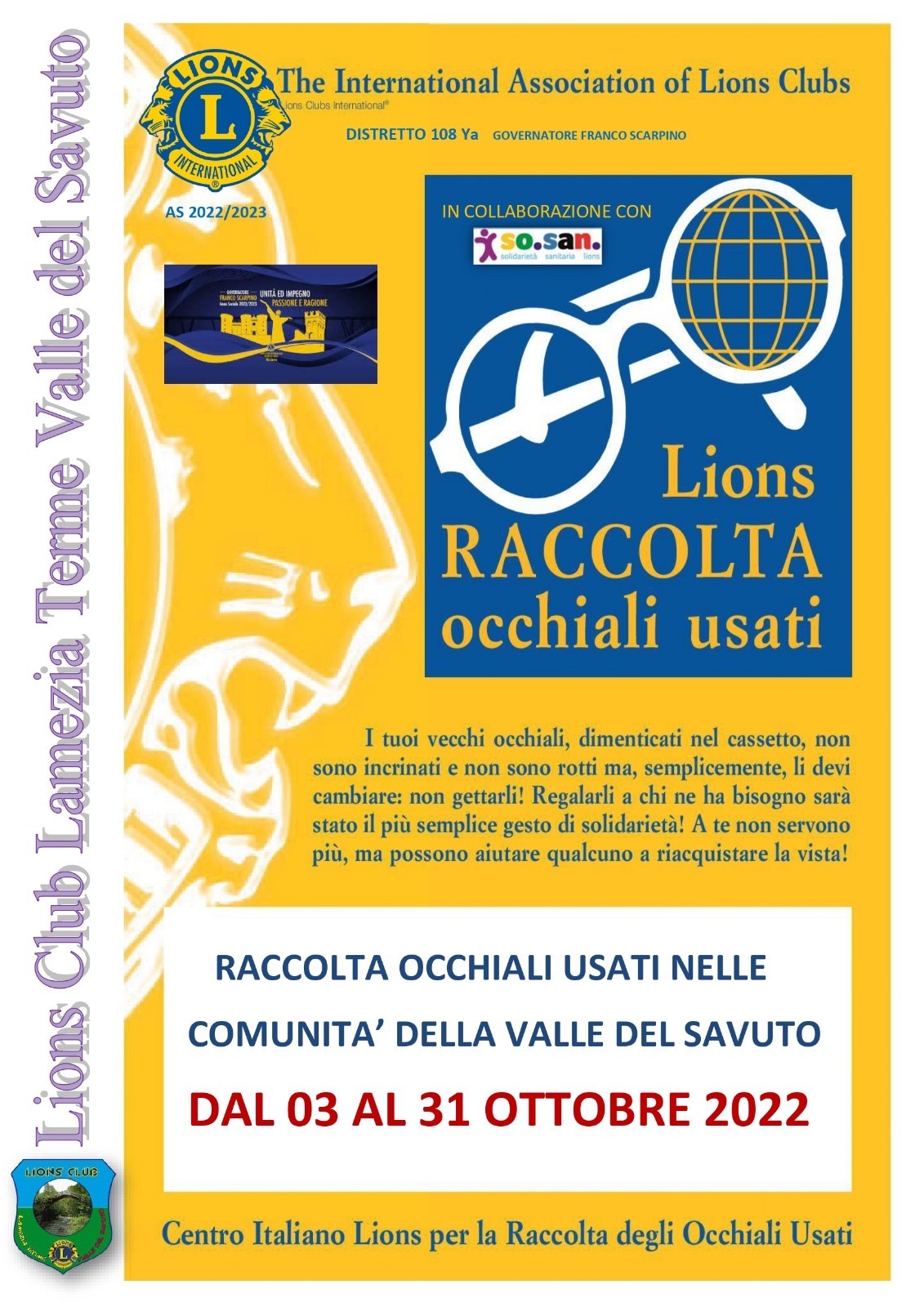 Raccolta occhiali usati, riparte l’iniziativa del Lions Club Lamezia Terme Valle del Savuto
