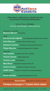 Lamezia, sabato 8 il convegno “Olivicoltura, oleoturismo e distretti del cibo nei processi di internazionalizzazione”