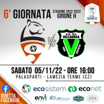 Il 5 novembre l’Ecosistem Lamezia Soccer incontra in casa il Villaurea