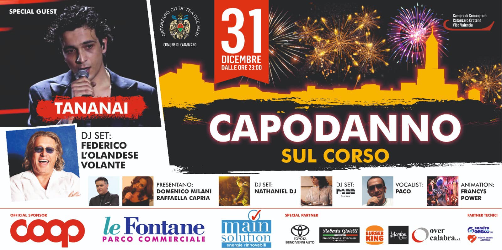 Catanzaro, notte di Capodanno in piazza con Tananai e dj Federico l’Olandese Volante, dj set e animazione