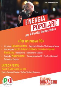Pina Picierno a Lamezia venerdì 10 febbraio a sostegno di Bonaccini