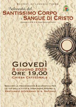 Lamezia, Corpus Domini, stasera Santa Messa in Cattedrale presieduta dal vescovo e processione