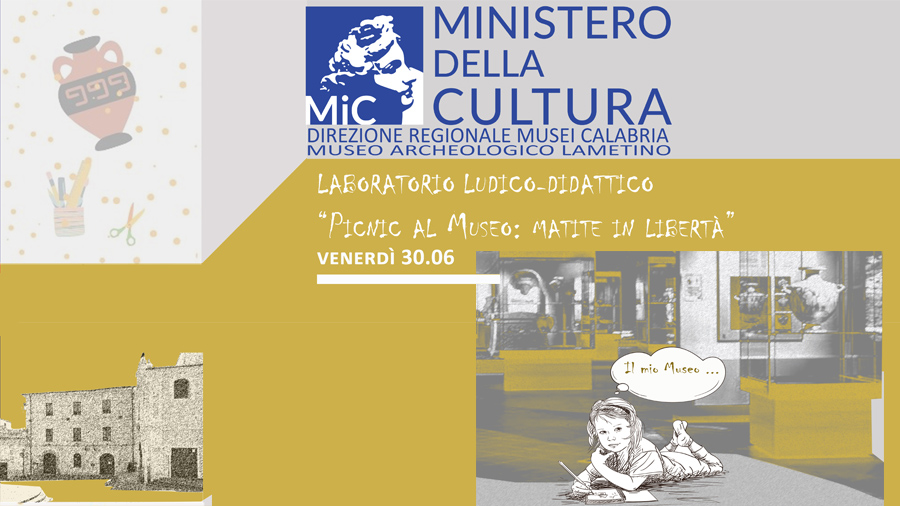 Museo archeologico lametino: venerdì 30 giugno si svolgerà “Picnic al museo”, laboratorio riservato ai bambini