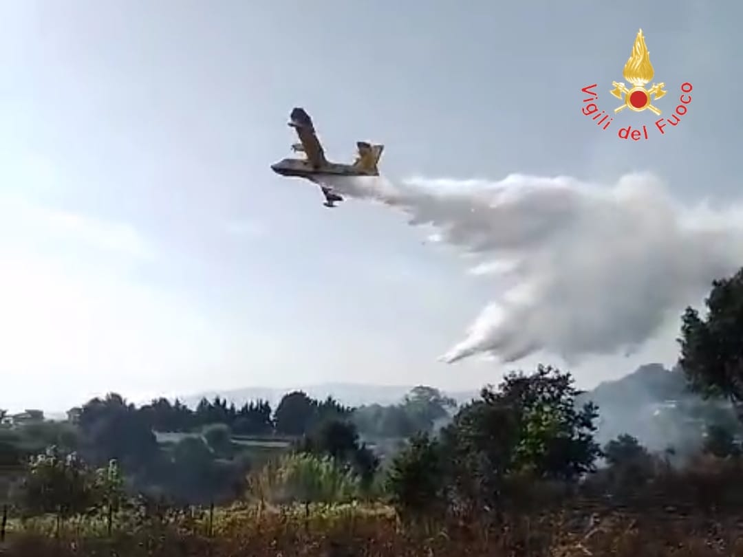 Incendio di vegetazione tra Amato e Serrastretta Incendio di vegetazione tra Amato e Serrastretta