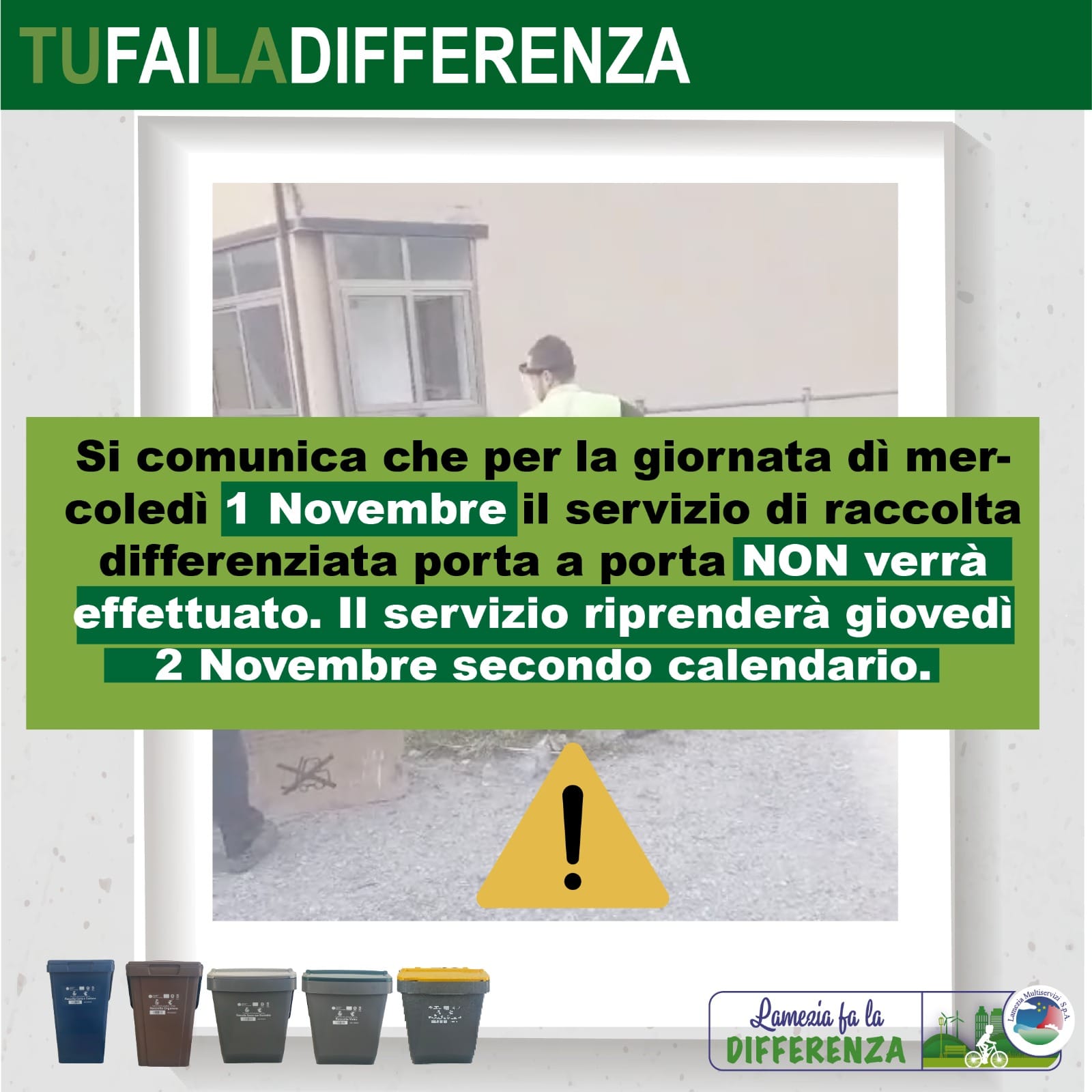 Lamezia Terme, nel giorno di Ognissanti il servizio di raccolta differenziato non verrà effettuato Lamezia Terme, nel giorno di Ognissanti il servizio di raccolta differenziato non verrà effettuato