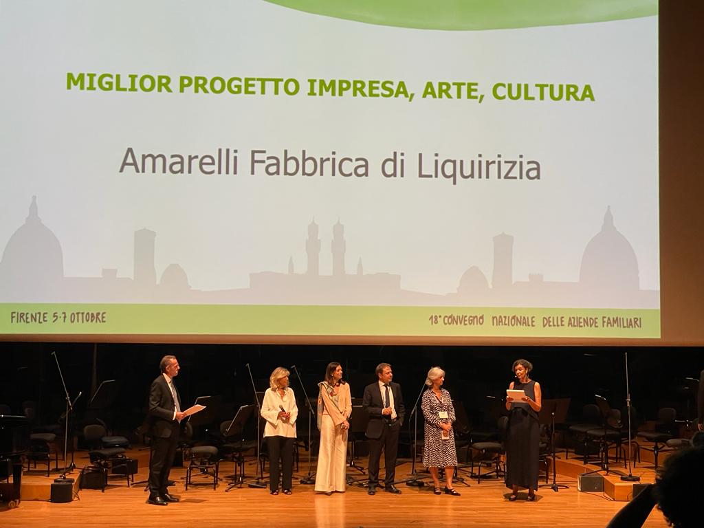 Amarelli premiata a Firenze con la menzione speciale Miglior Progetto Impresa, Arte, Cultura