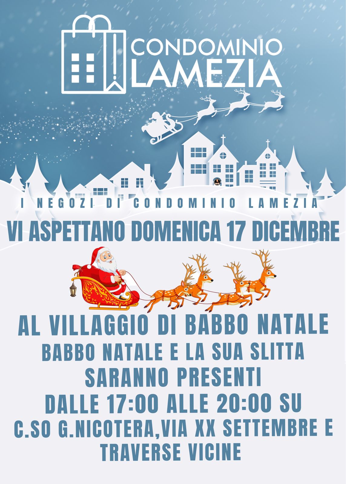 Lamezia Terme, il 17 dicembre il Villaggio di Babbo Natale con la sua slitta su corso Nicotera Slitta Condominio