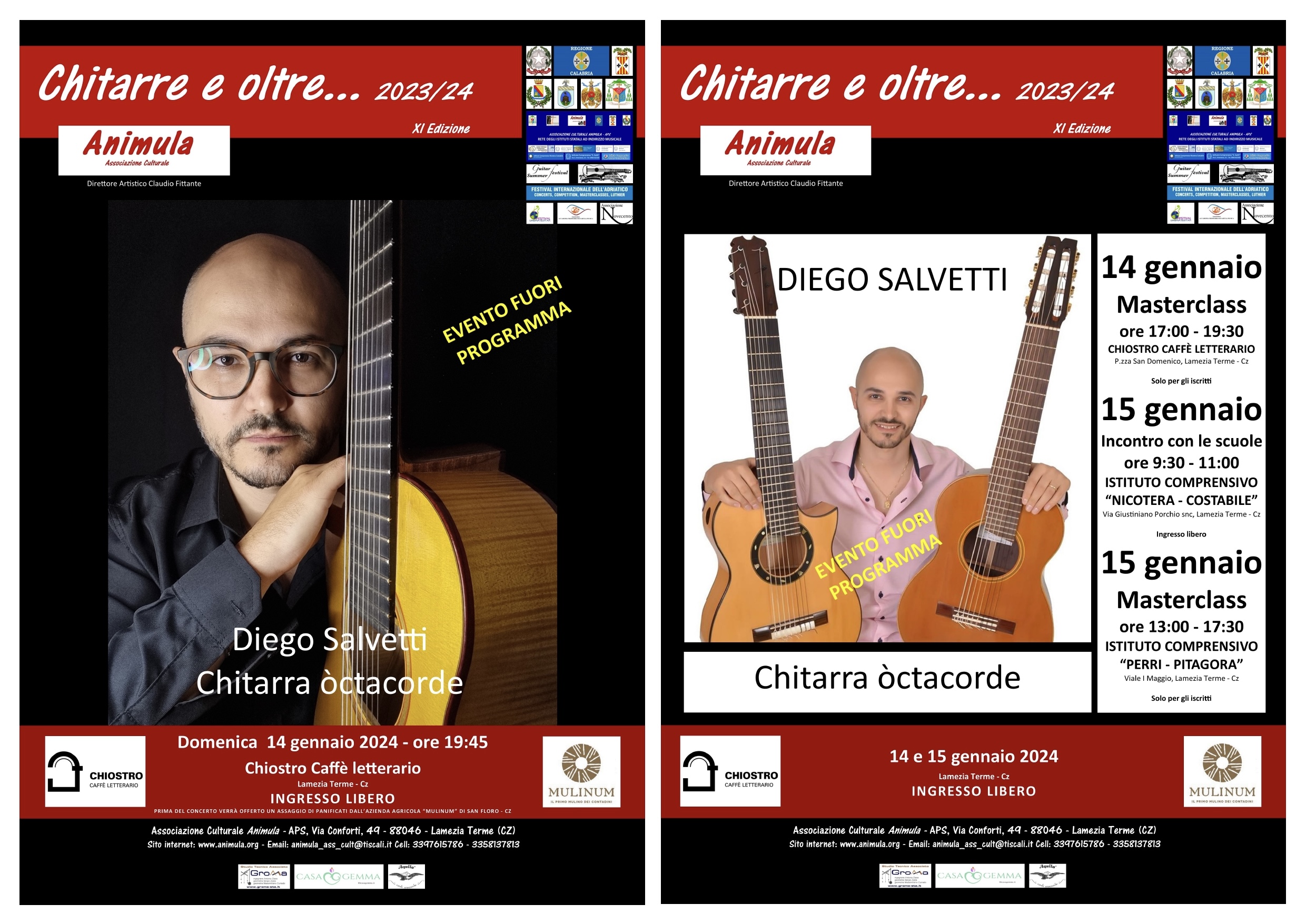 Il Maestro Diego Salvetti a Lamezia e Reggio Calabria 14 e 15 gennaio