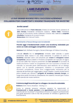 Lamezia Terme, il 9 febbraio seminario per le imprese al Centro Servizi Lameziaeuropa