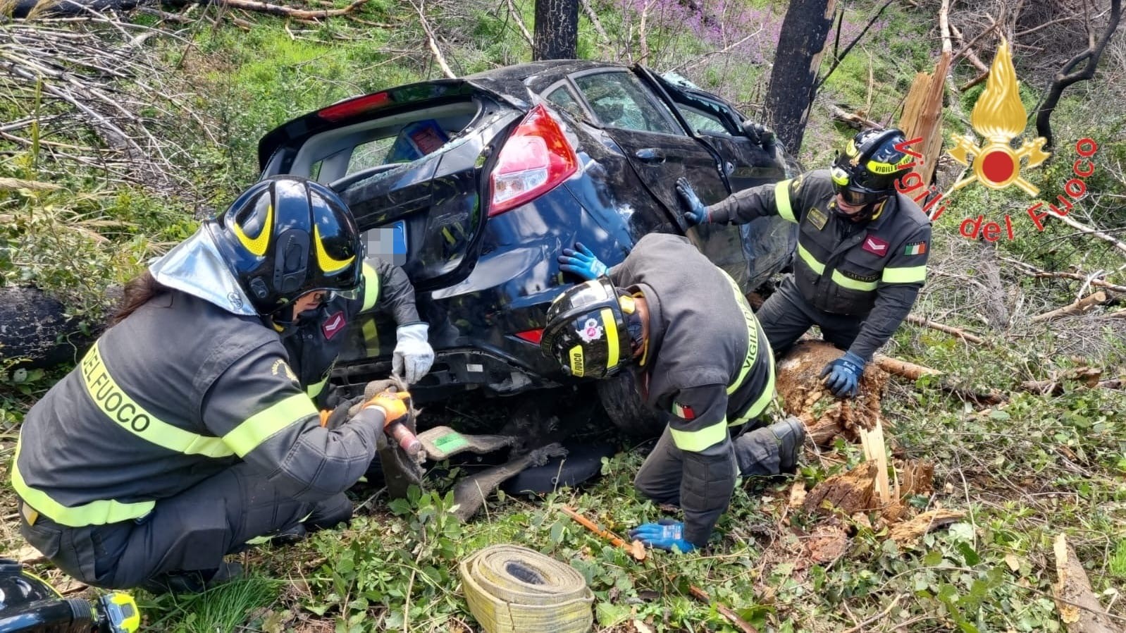 A Catanzaro auto precipita in un burrone A Catanzaro auto precipita in un burrone