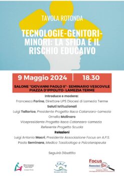 Oggi convegno sul tema “Tecnologie-genitori-minori: la sfida ed il rischio educativo”