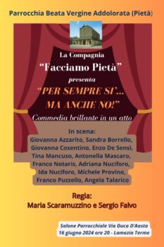 Lamezia, la compagnia teatrale “Facciamo Pietà” torna in scenda dopo vent’anni con “Per sempre si… ma anche no!”