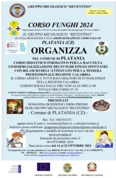 “Platania fate e funghi”, al via le iscrizioni per il corso micologico