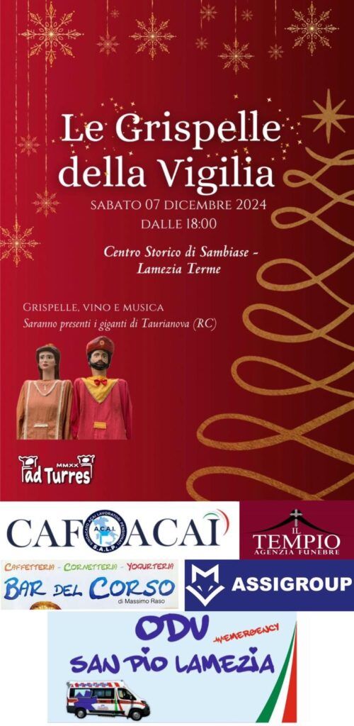 Lamezia, il 7 dicembre nel centro storico di Sambiase 'Le Grispelle della Vigilia'