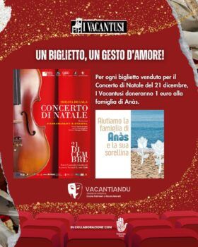 Lamezia, sabato 21 Concerto di Natale e Serata di Gala con degustazione, 1 euro del biglietto sarà devoluto alla famiglia di Anàs