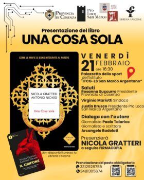 Nicola Gratteri ritorna in Calabria per presentare i suoi libri "Una Cosa Sola" e "Il Grifone"
