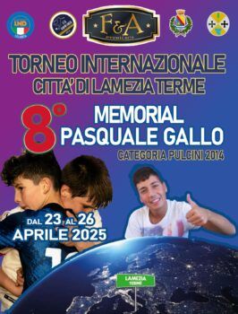 “Torneo Internazionale città di Lamezia Terme/Memorial Pasquale Gallo”, dal 23 al 26 aprile a Lamezia Terme