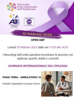 Lunedì giornata internazionale dell’Epilessia, all’ospedale di Lamezia Terme visite gratuite e senza prenotazione