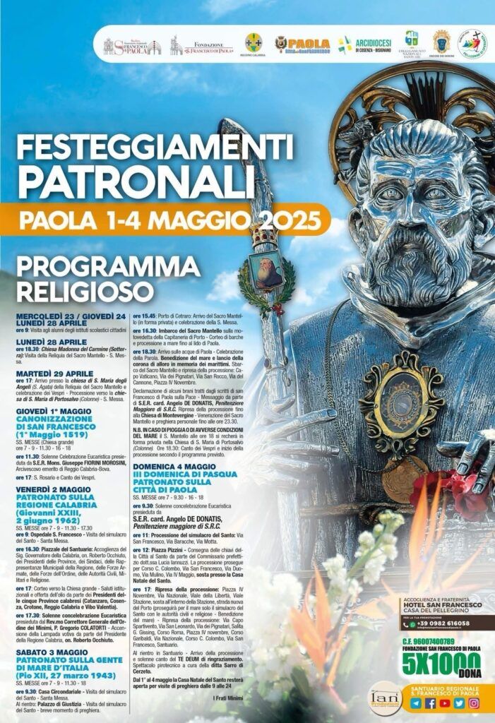 Festa di San Francesco a Paola: la Parrocchia di Arcavacata offrirà l’olio votivo in rappresentanza dell’intera provincia di Cosenza
