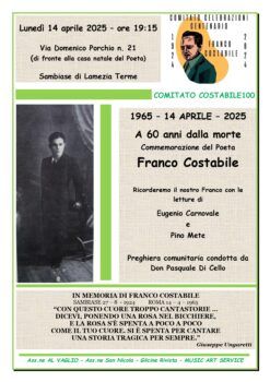 Lamezia, il 14 aprile commemorazione di Franco Costabile a 60 anni dalla morte 