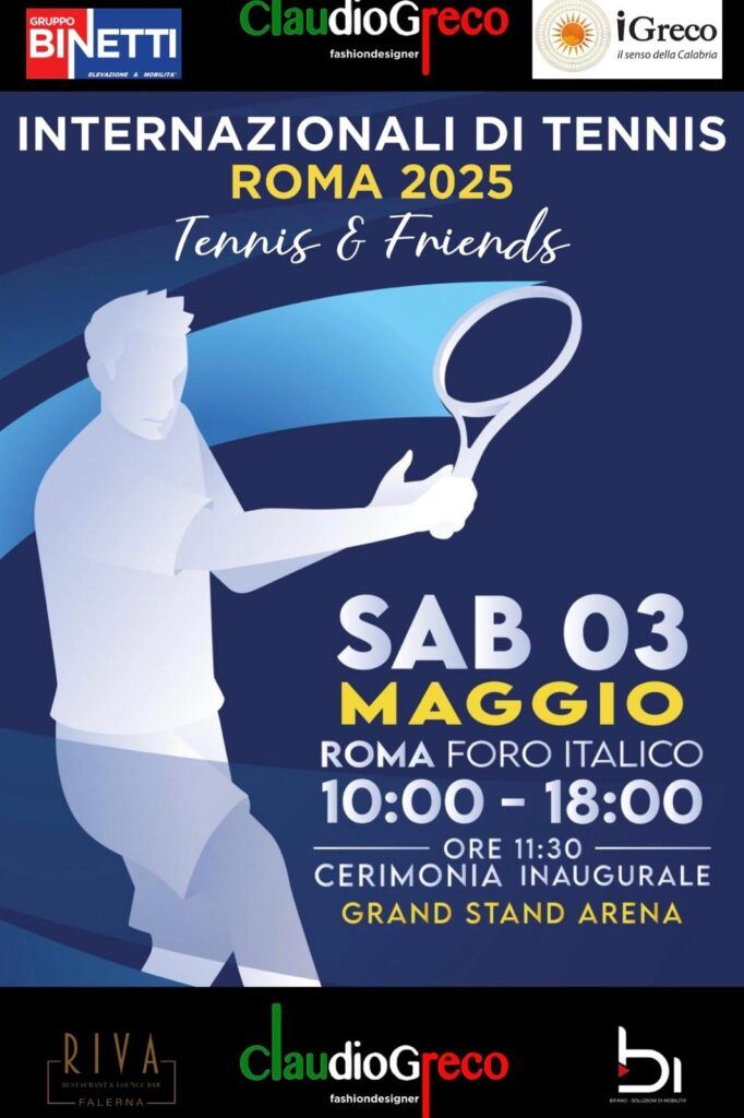 Il fashion designer Claudio Greco protagonista degli Internazionali di Tennis a Roma