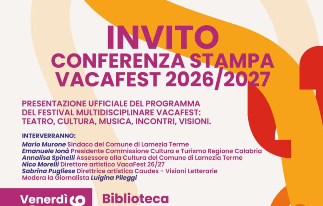 Lamezia, il 25 settembre presentazione del Vacafest, il festival multidisciplinare con un programma dedicato a teatro, cultura, musica, incontri e visioni