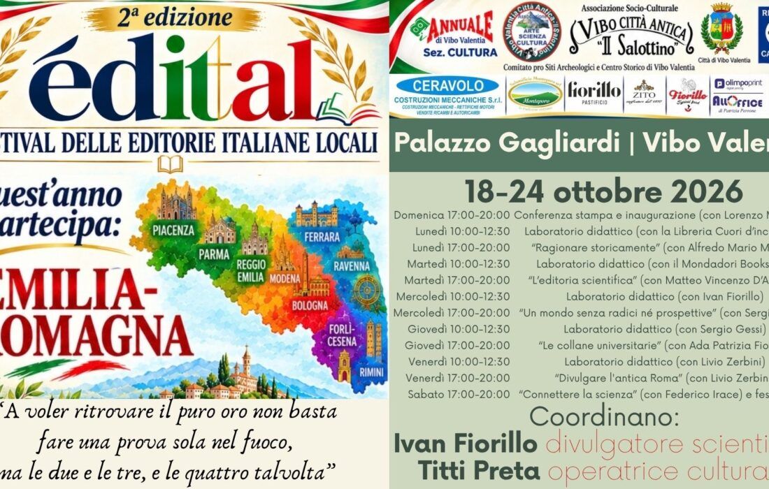 Vibo Valentia, dall'editoria d'arte con Ada Patrizia Fiorillo alla rarità del Tassoni: oggi a èdITAl la grande divulgazione dell'antica Roma con Livio Zerbini